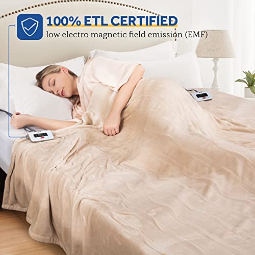 SEALY Electric Blanket King Size, Flannel Heated Blanket with 10 Heating Levels