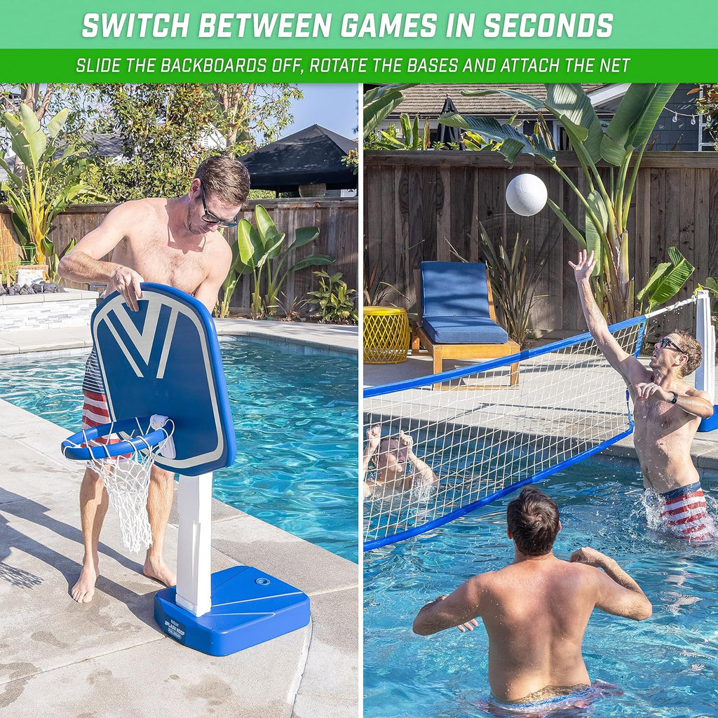 Splash Hoop 2-in-1 Full Court Pool Basketball & Volleyball Game Set