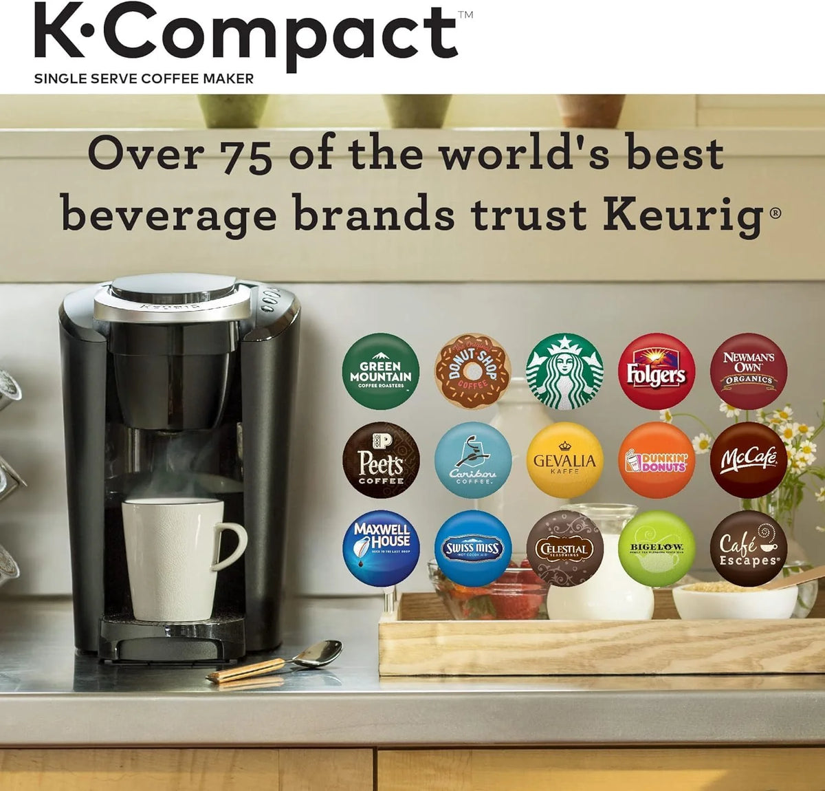 Single-Serve K-Cup Pod Coffee Maker, Black, 2.3