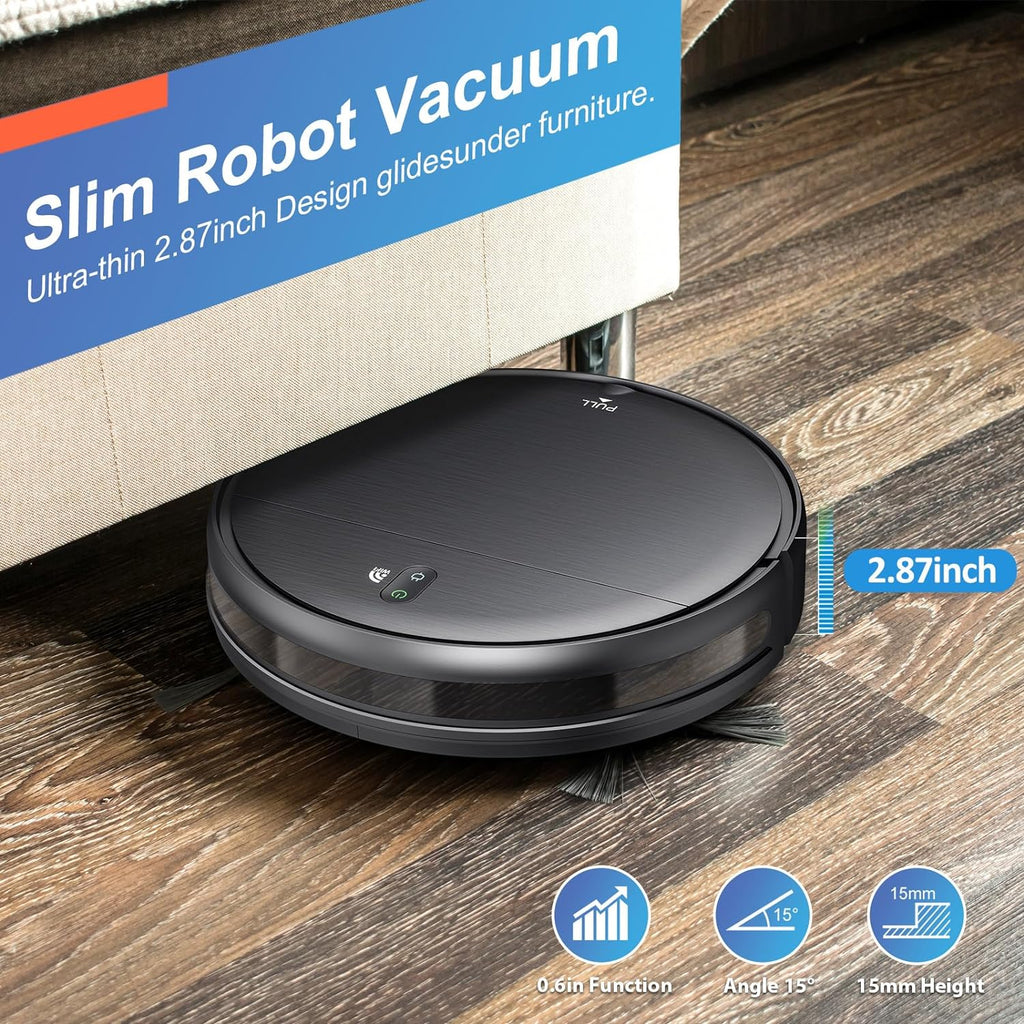 Robot Vacuum and Mop Combo,Robotic Vacuum Cleaner with Schedule, 2 in 1 Mopping Robot Vacuum with Watertank and Dustbin, Self-Charging, Slim, Ideal for Hard Floor, Pet Hair, Carpet