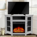 45 Industrial Corner Electric Fireplace TV Stands Console Table with 17 Electric Fireplace