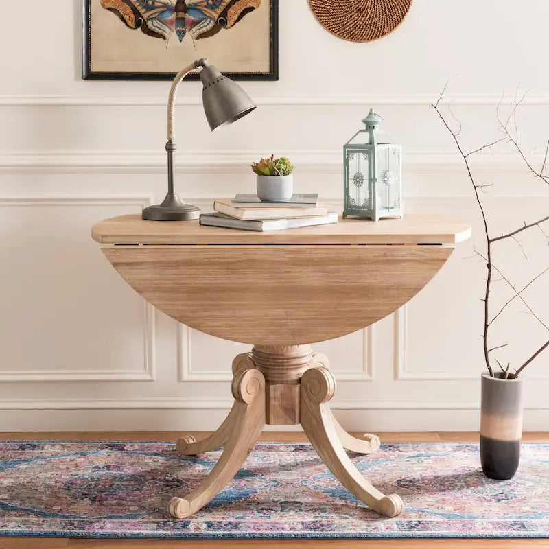 SAFAVIEH Jeane Antique White Drop Leaf Dining Table - 43 W x 43 D x 31 H - 43Wx43Dx31H