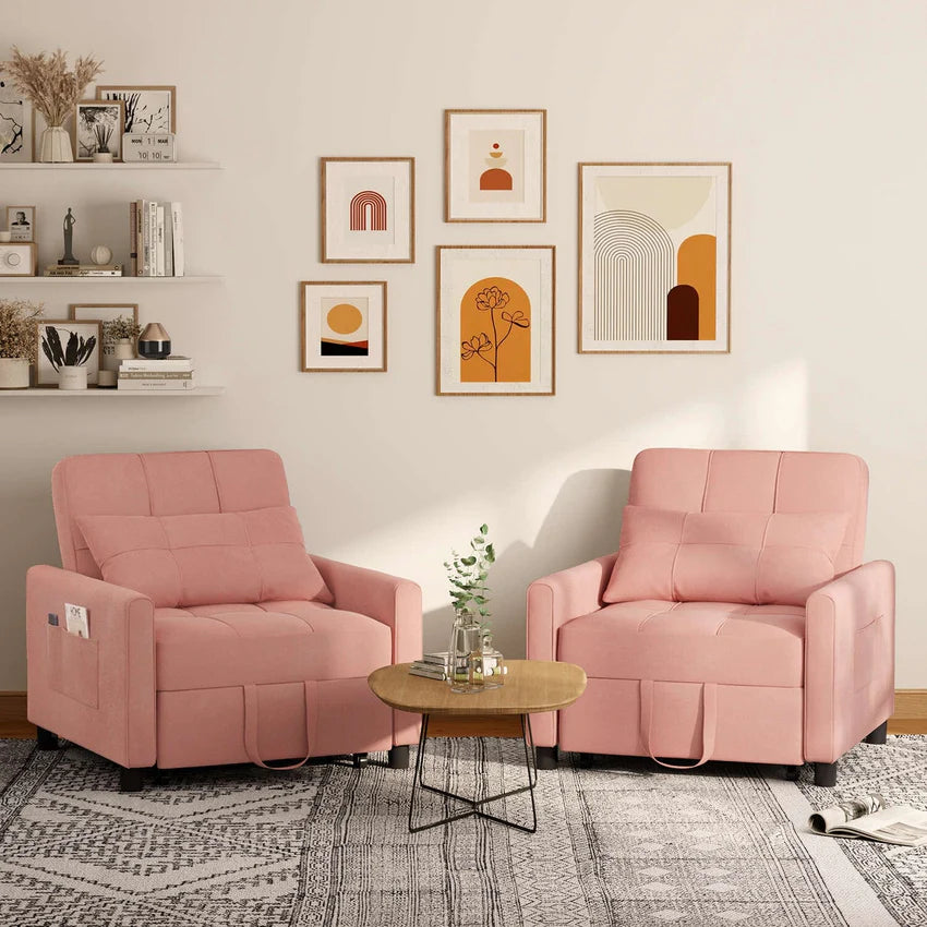 3-in-1 Adjustable Sleeper Sofa Bed, Pull Out Chair Sofa, Convertible Folding Bed for Living Room