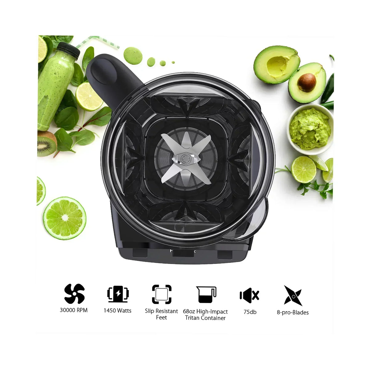 Professional Blender with 1450-Watt Motor & 68 oz Dishwasher-Safe Total Crushing Pitcher, Black