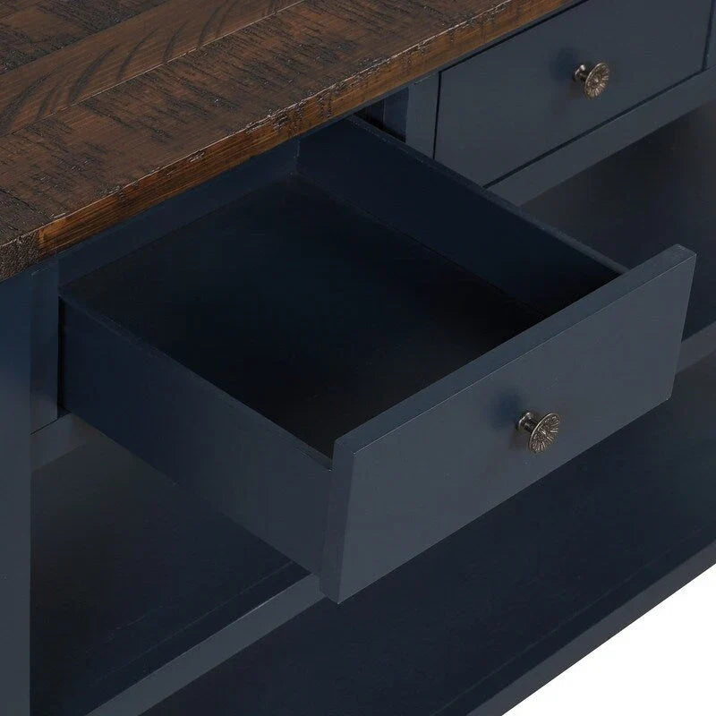 Wood Console Table with 3 Storage Drawers and 2 Shelves