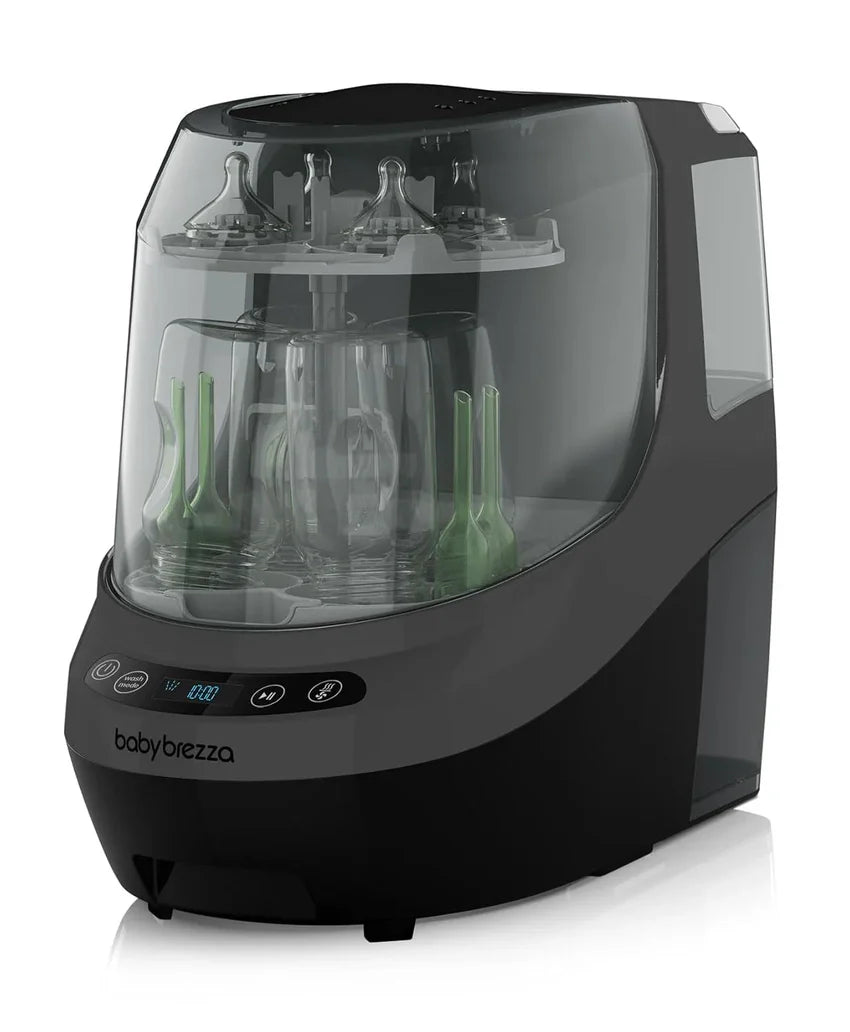 Baby Bottle Washer Pro - Baby Bottle Washer, Sterilizer + Dryer - All in One Machine Cleans Bottles, Pump Parts, & Sippy Cups - Replaces Hand Washing, Bottle Brushes and Drying Racks-Brezza
