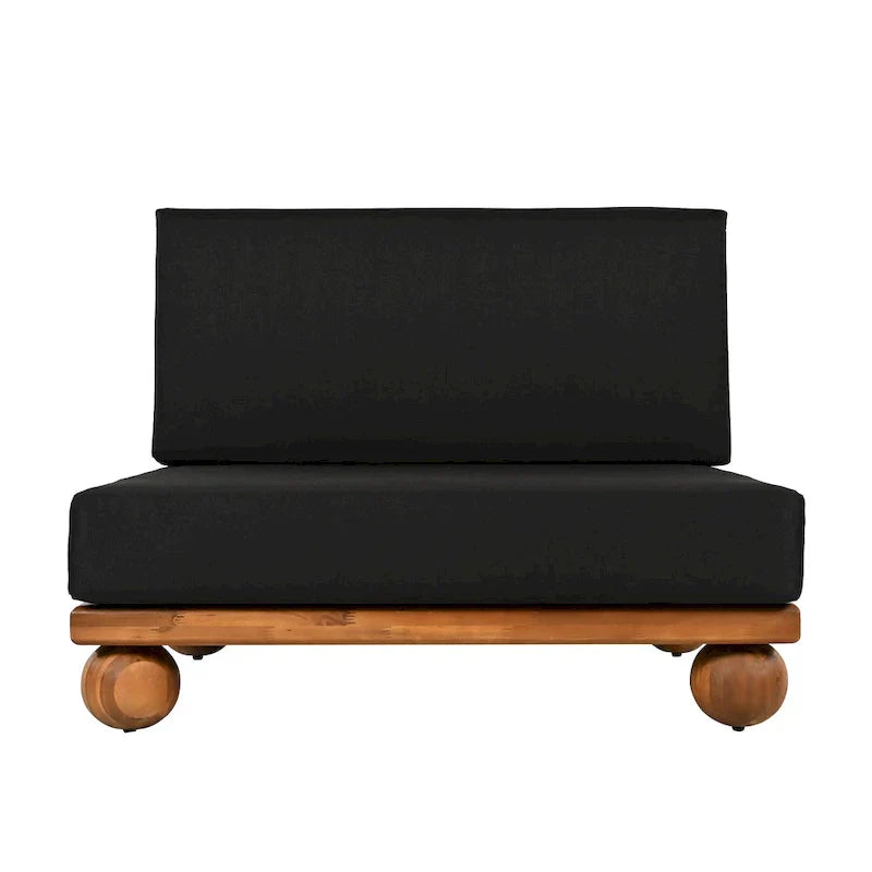 Scott Living Dulcie 4 Piece Outdoor Acacia Wood L Shape Setional Sofa with Removable Cushions