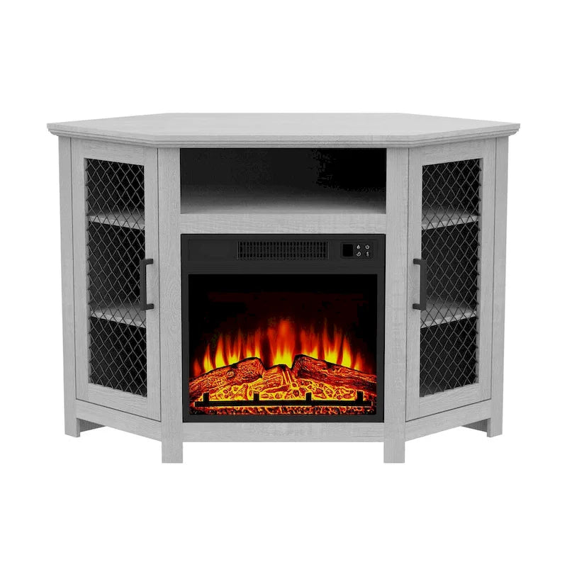 45 Industrial Corner Electric Fireplace TV Stands Console Table with 17 Electric Fireplace