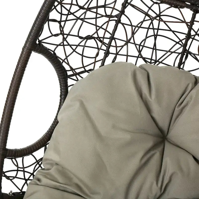 Waterproof Outdoor Wicker Hanging Basket Chair with Cushions, Hammock Seat - 300 lbs Capacity