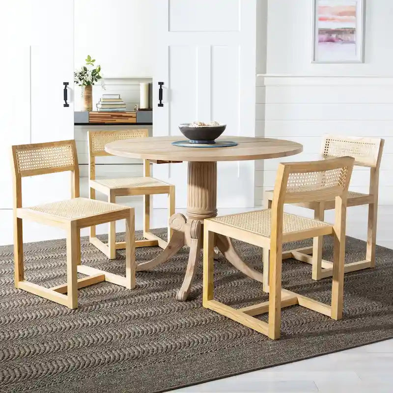 SAFAVIEH Jeane Antique White Drop Leaf Dining Table - 43 W x 43 D x 31 H - 43Wx43Dx31H