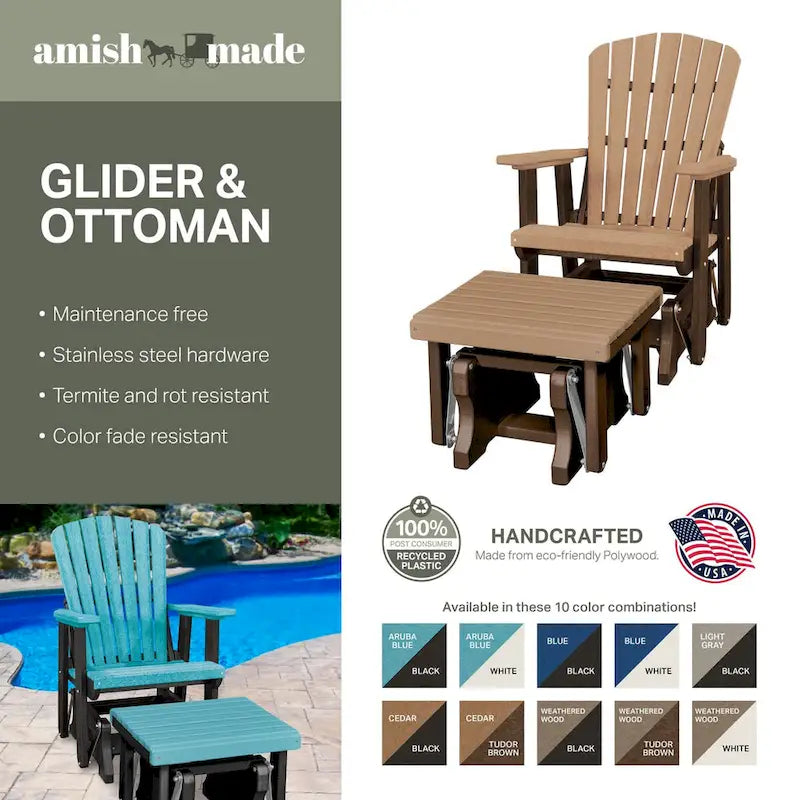 American Furniture Classics Fan Back Glider and Ottoman Glider, Made in the USA