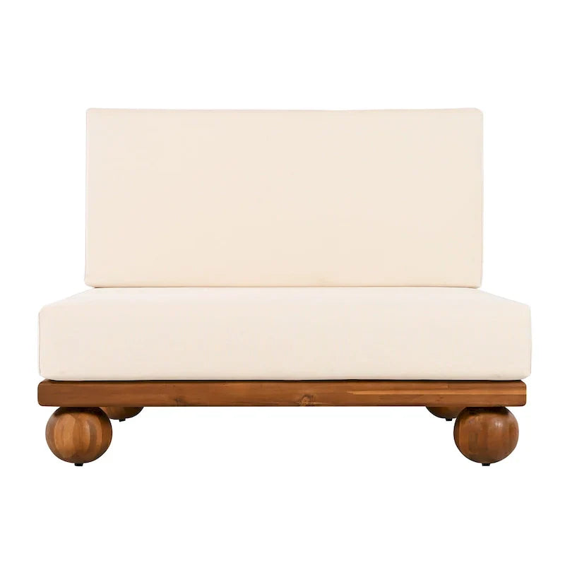 Scott Living Dulcie 4 Piece Outdoor Acacia Wood L Shape Setional Sofa with Removable Cushions