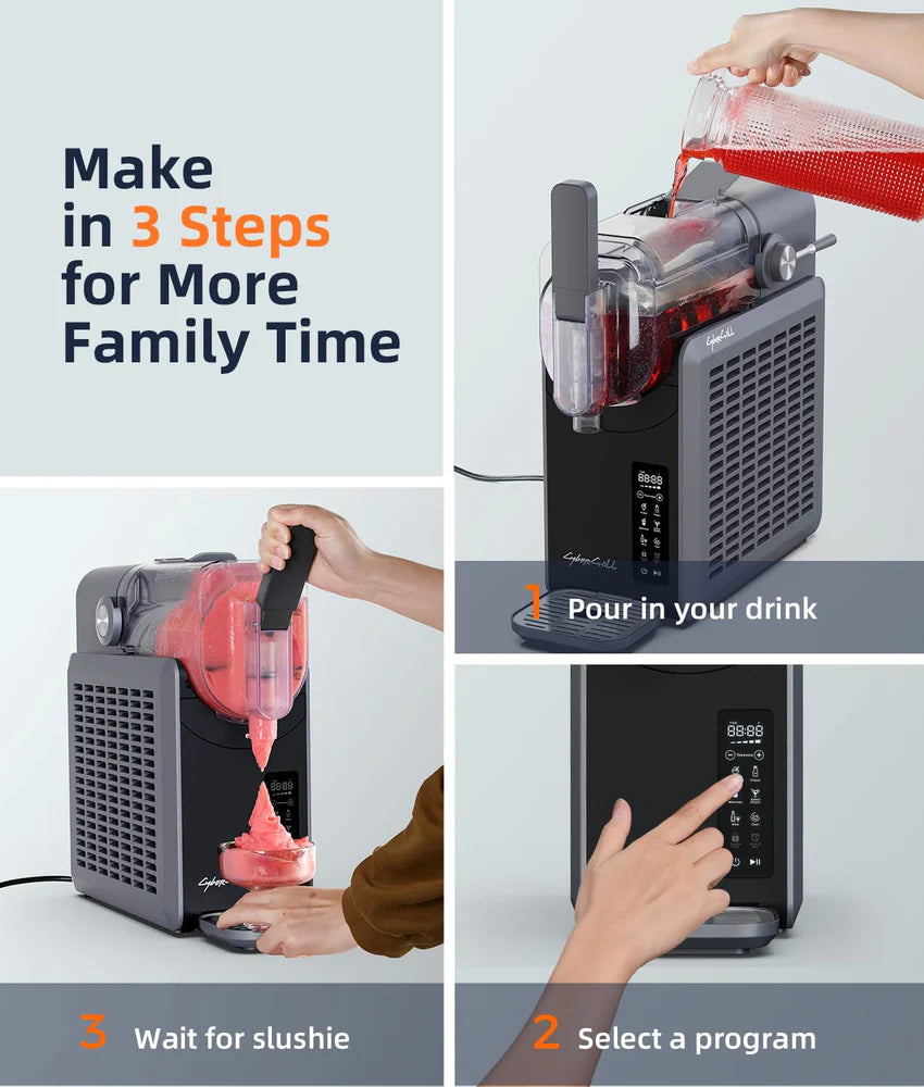 Slushie Machine - Professional Frozen Drink Maker No Ice Needed- 70 oz Slushy Machine for Home with LED Display - One-Touch Reservation & 6 Pre-set Programs for Frozen Margaritas, Frapps & Ice Cream