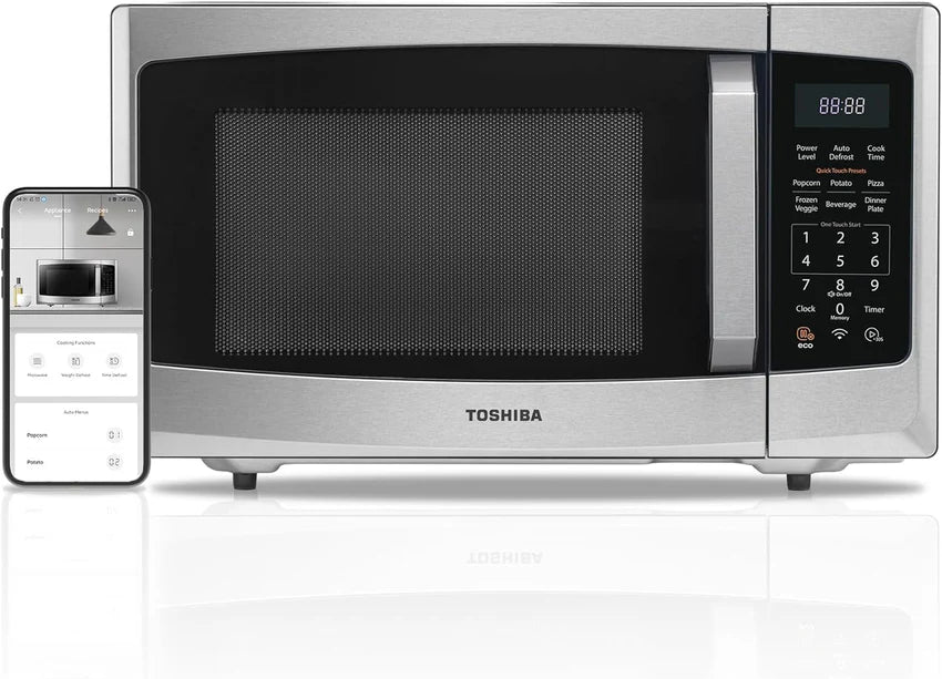 TOSHIBA 4-in-1 ML-EC42P(SS) Countertop Microwave Oven, Smart Sensor, Convection, Air Fryer Combo, Mute Function, Position Memory 13.6" Turntable, 1.5 Cu Ft, 1000W, Silver