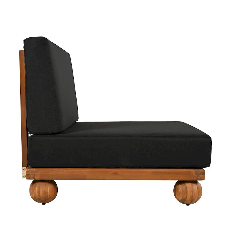 Scott Living Dulcie 4 Piece Outdoor Acacia Wood L Shape Setional Sofa with Removable Cushions