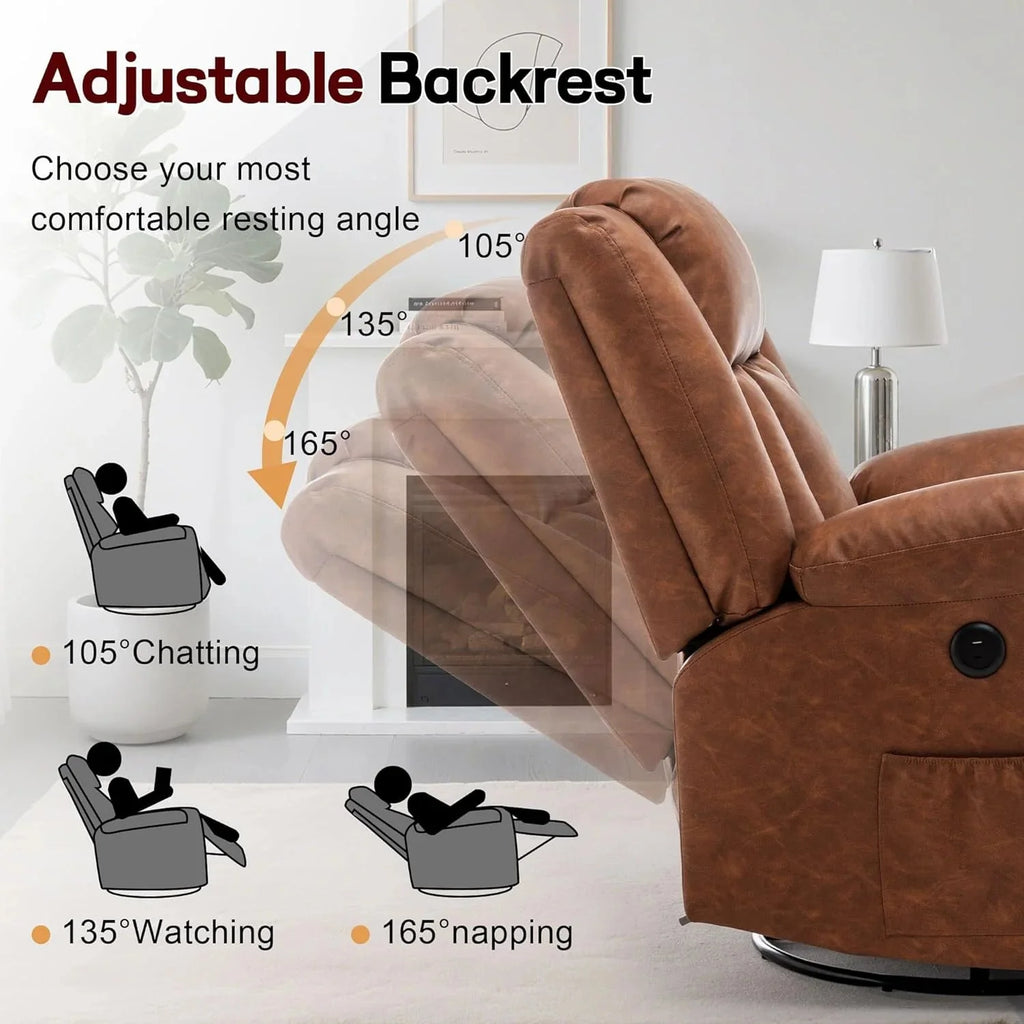 Rocker Recliner Glider Recliner Chairs for Adults 360° Swivel Rocking Chair