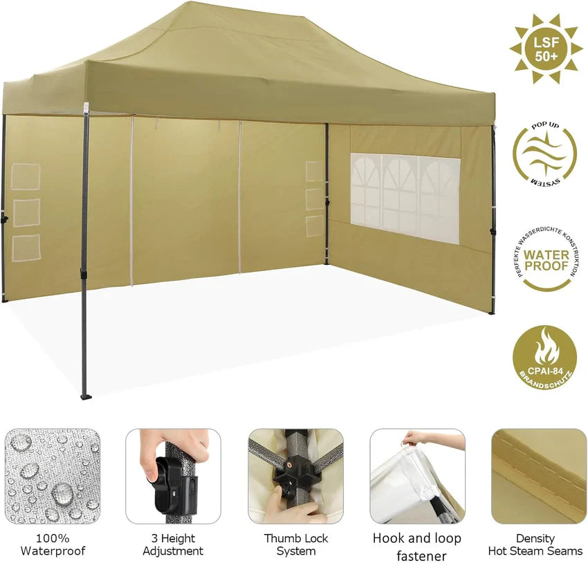 COBIZI 10x20 Heavy Duty Pop up Canopy Tent with 6 sidewalls Easy Up Commercial Outdoor Canopy Wedding Party Tents for Parties All Season Wind & Waterproof Gazebo with Roller Bag,Black(Frame Thickened)