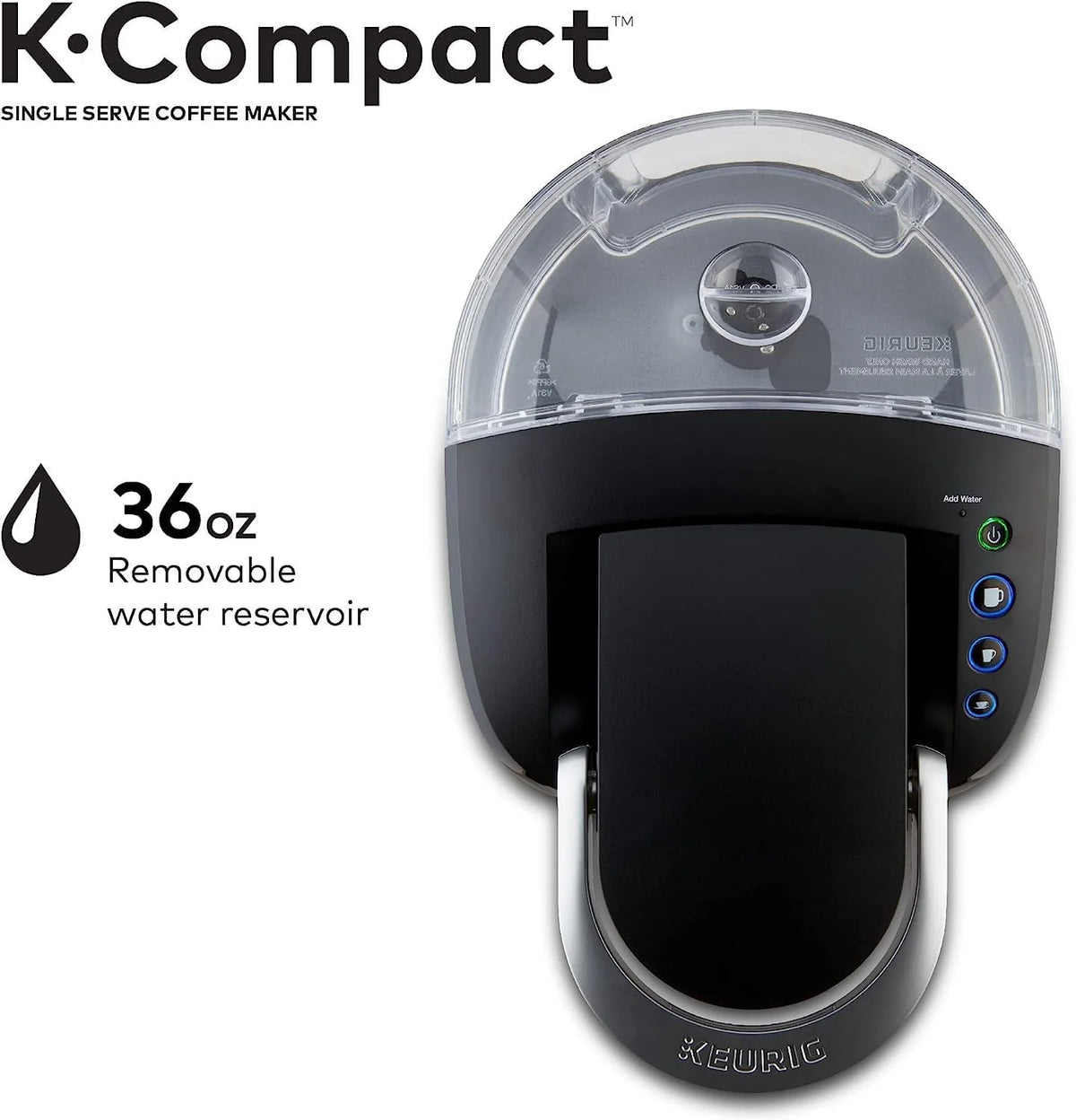 Single-Serve K-Cup Pod Coffee Maker, Black, 2.3
