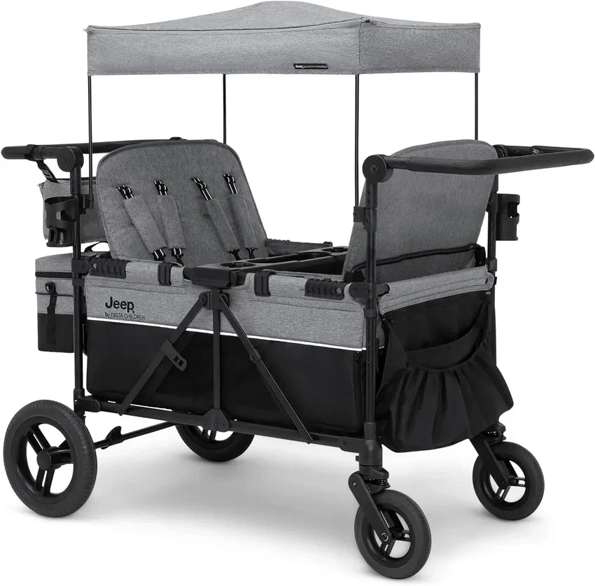 Jeep Wrangler Deluxe 4 Seater Stroller Wagon by Delta Children Premium Quad Stroller Wagon
