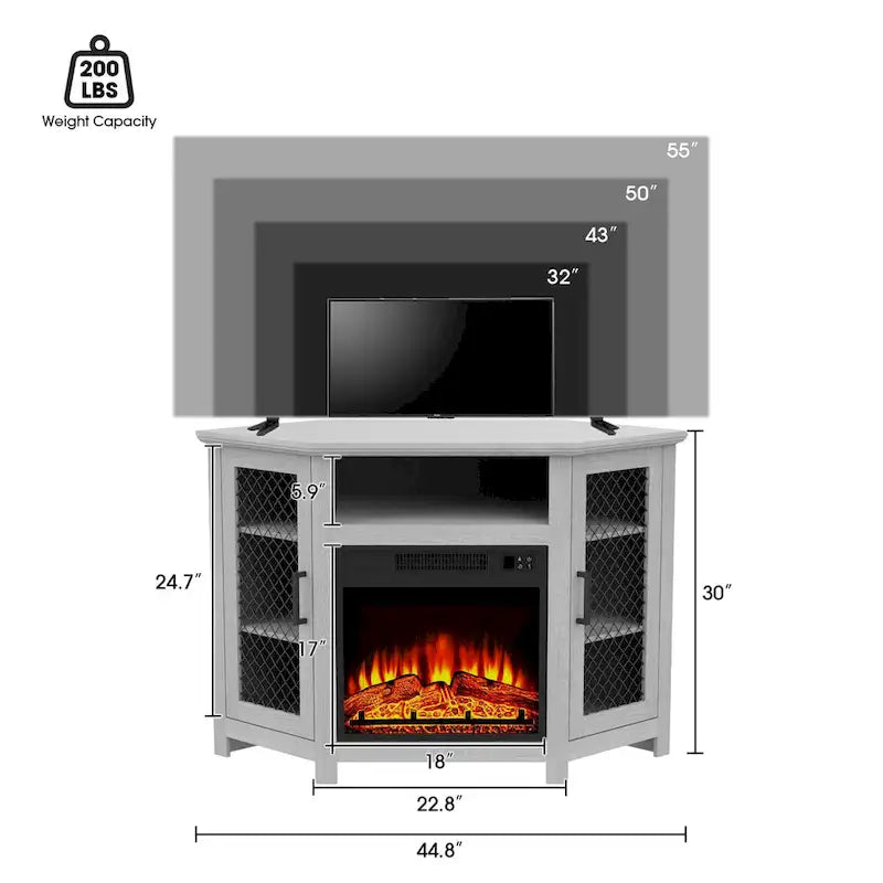 45 Industrial Corner Electric Fireplace TV Stands Console Table with 17 Electric Fireplace