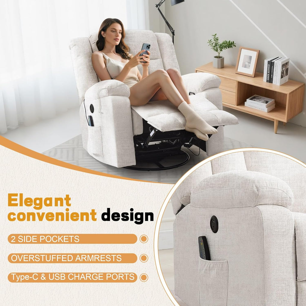 Rocker Recliner Glider Recliner Chairs for Adults 360° Swivel Rocking Chair