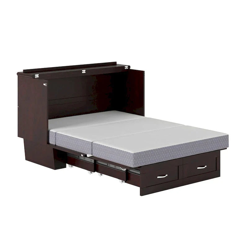 Monroe Full Murphy Bed Chest with 6 Memory Foam Mattress