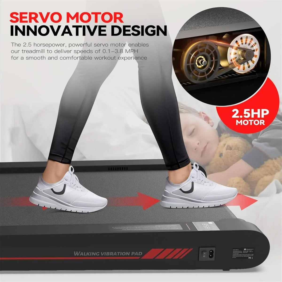 Walking Vibration Pad with APP, 3 in 1 Under Desk Treadmill, 2.5HP Low Noise Walking Treadmill Pad with Remote Control,Portable Treadmills for Home Office
