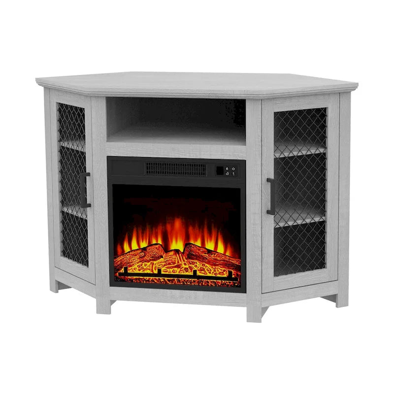 45 Industrial Corner Electric Fireplace TV Stands Console Table with 17 Electric Fireplace