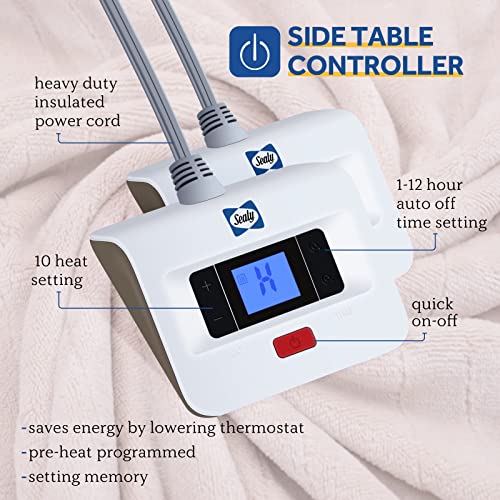 SEALY Electric Blanket King Size, Flannel Heated Blanket with 10 Heating Levels
