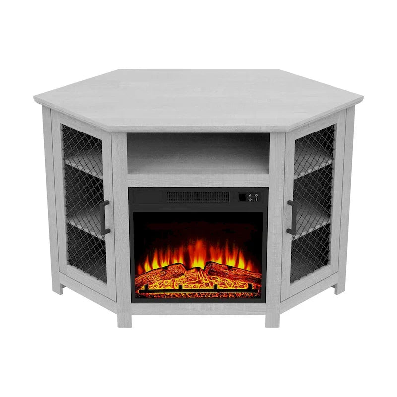 45 Industrial Corner Electric Fireplace TV Stands Console Table with 17 Electric Fireplace
