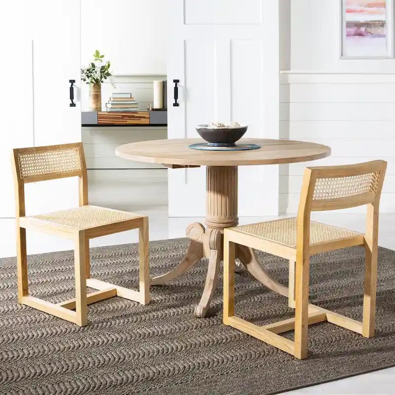 SAFAVIEH Jeane Antique White Drop Leaf Dining Table - 43 W x 43 D x 31 H - 43Wx43Dx31H