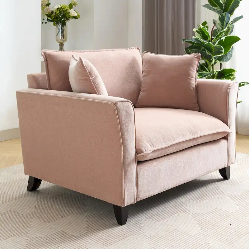 Oversized Chenille Fabric Armchair
