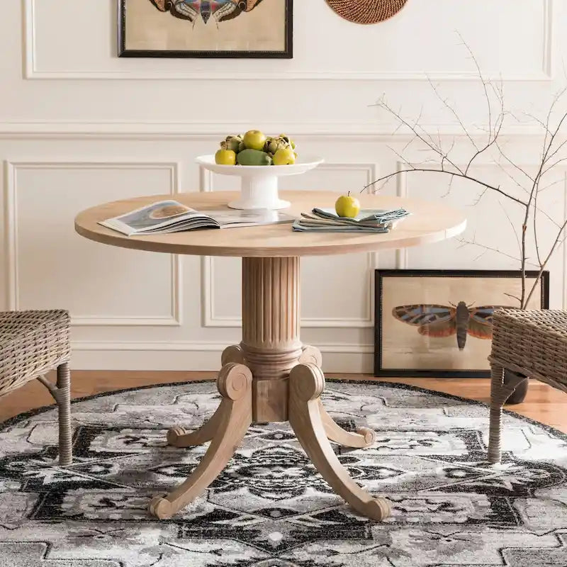 SAFAVIEH Jeane Antique White Drop Leaf Dining Table - 43 W x 43 D x 31 H - 43Wx43Dx31H