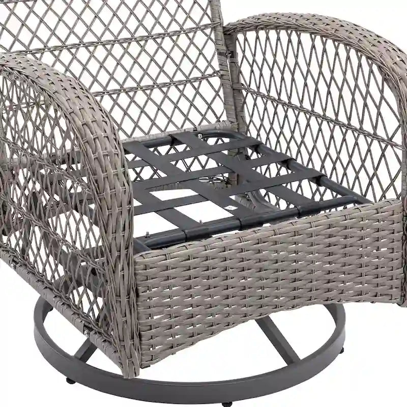 3 Pieces Outdoor Swivel Rocker Patio Chairs, 360 Degree Rocking Patio Conversation Set