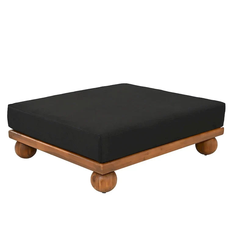 Scott Living Dulcie 4 Piece Outdoor Acacia Wood L Shape Setional Sofa with Removable Cushions