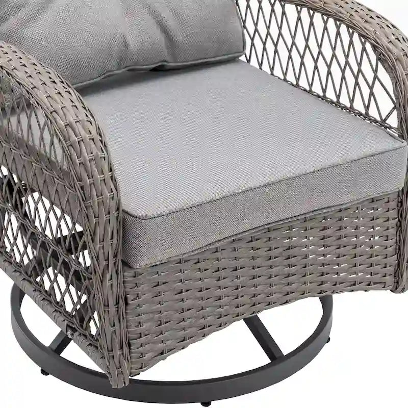 3 Pieces Outdoor Swivel Rocker Patio Chairs, 360 Degree Rocking Patio Conversation Set