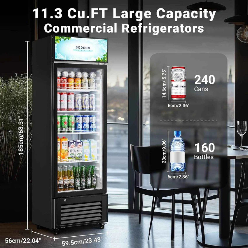 Commercial Glass Door Display Refrigerator Merchandiser 11.3 Cu. Ft