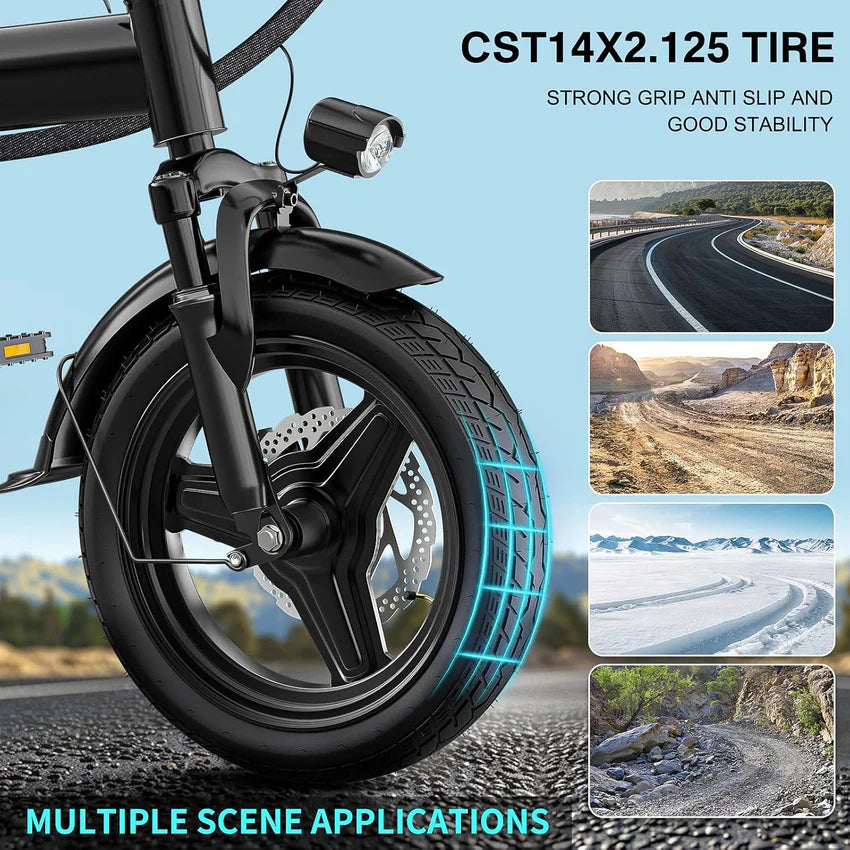 Electric Bike for Adults Teens Folding E-Bike Commuter City Foldable ebike Motor 48V 24MPH