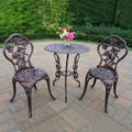 Camellia Cast Aluminum 3-piece Bistro Set with Table and 2 Chairs - N/A