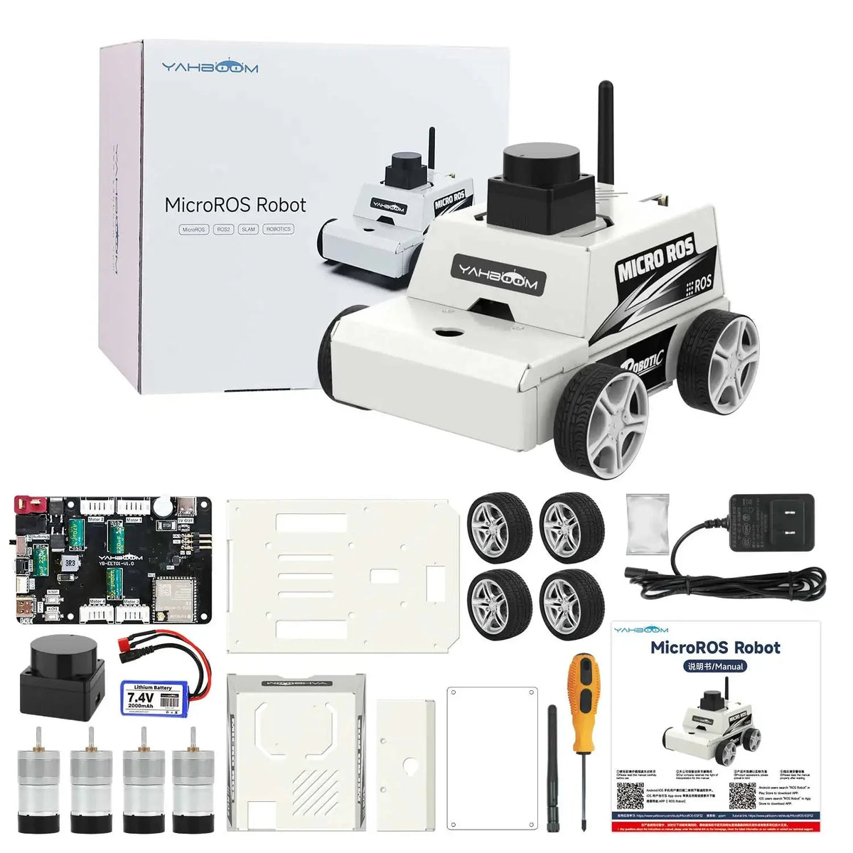 Robot Car Kit Virtual Machine Control Programmable Toy With Metal Motor 2MP Camera Adopt ROS2-Humble Python3 Programming