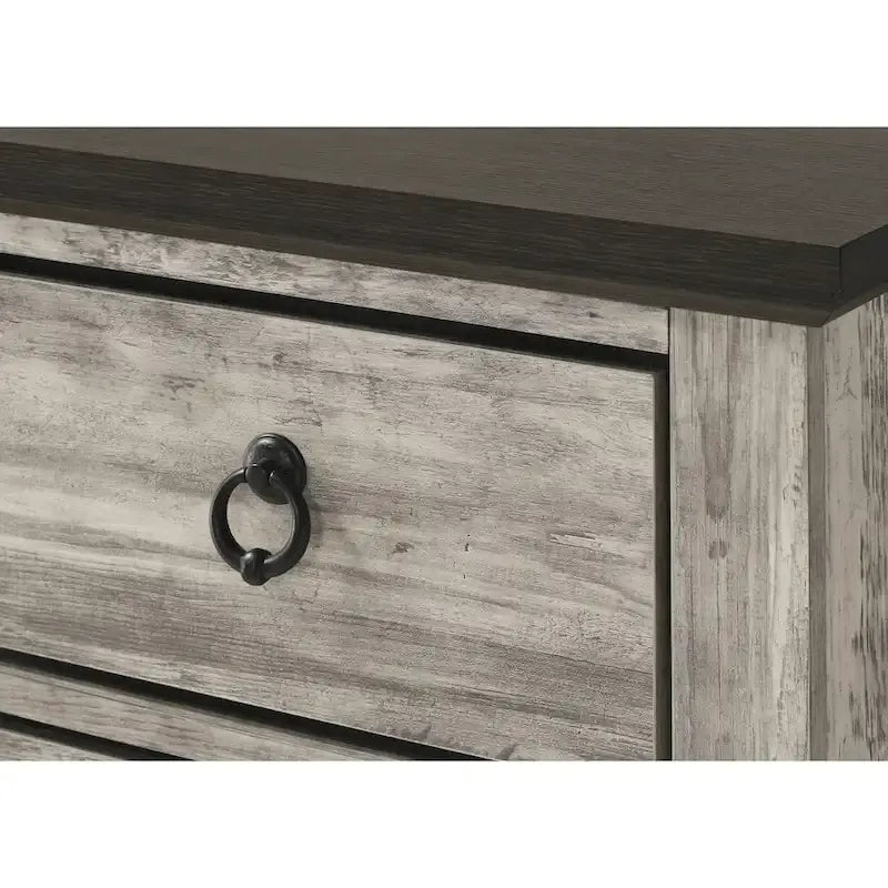Aimon 5 Piece Gray Rustic Panel Bedroom Set