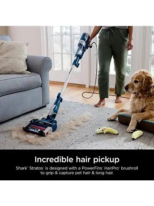 Shark HZ3002 Stratos Ultralight Corded Stick Vacuum with DuoClean PowerFins HairPro, Self Cleaning Brushroll, & Odor Neutralizer Technology, Navy